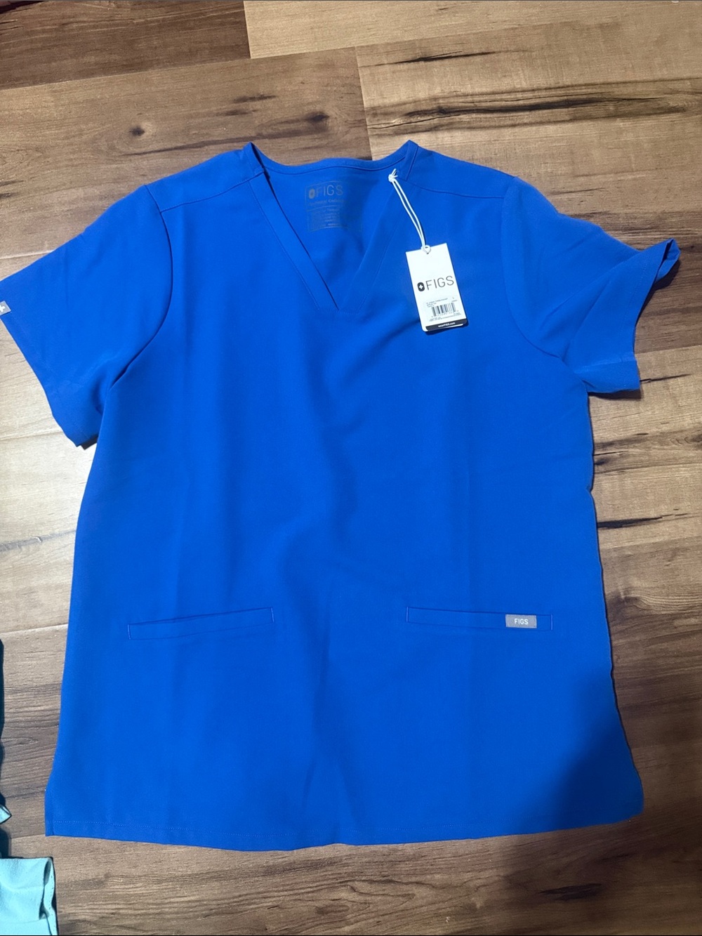 Figs Women's V-Neck Short Sleeve Scrub Top in Royal Blue